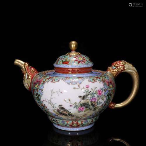 A Porcelain Enameled Teapot With Mark