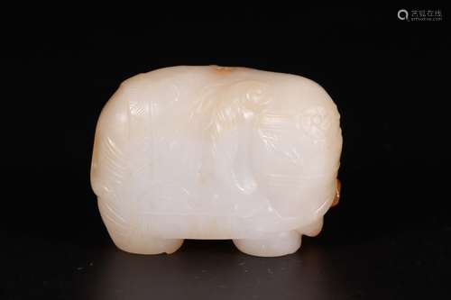 A Hetian Jade Elephant Hand Piece