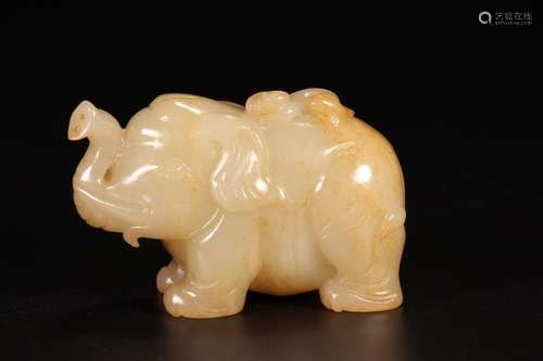 A Hetian Jade Elephant Hand Piece