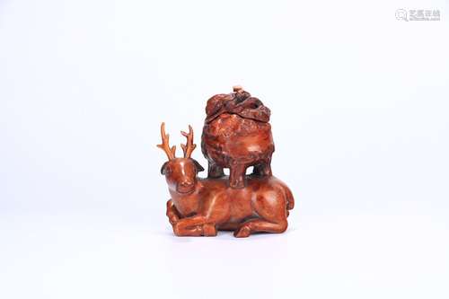 A Boxwood Deer Shaped Censer