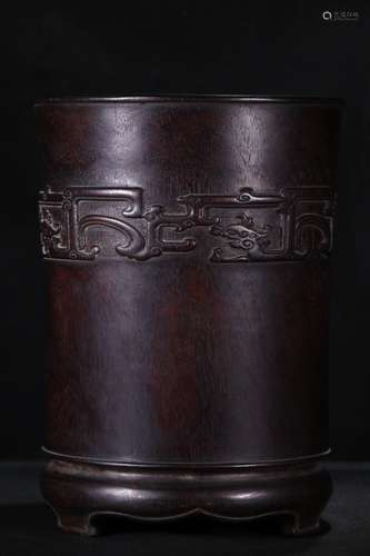 A Rosewood Brush Pot