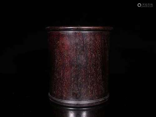 A Rosewood Brush Pot