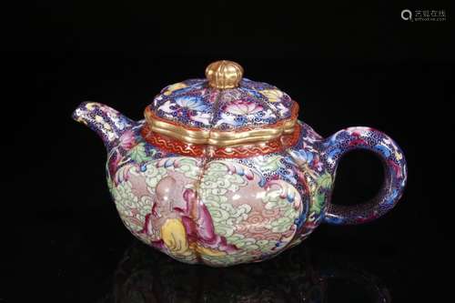 A Zisha Teapot Of Enameling