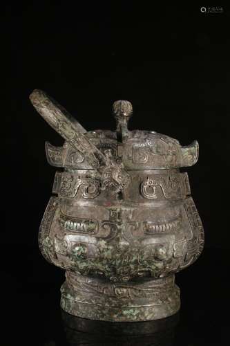 A Bronze Ware Beast Pattern Container