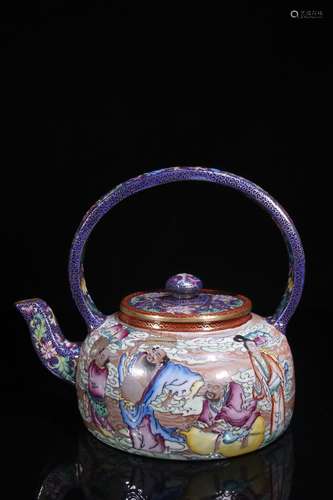 A Zisha Teapot Of Enameled Figure Story