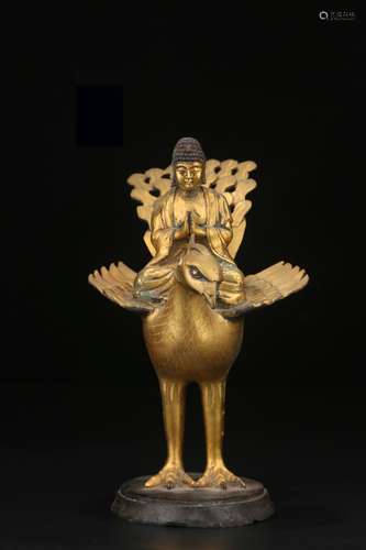 A Gilt Bronze Buddha&Bird Ornament