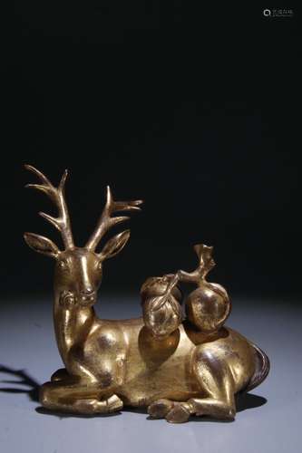 A Gilt Bronze Deer Shaped Paperweight