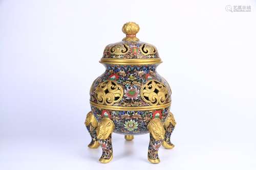 A Cloisonne Censer Of Gilding With Mark