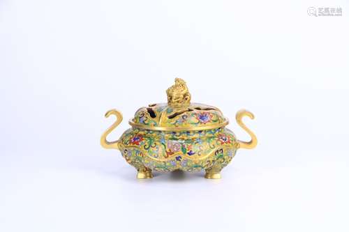 A Cloisonne Censer Of Gilding With Mark