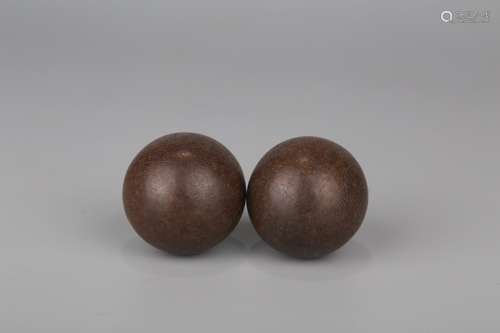 Pair Of Agarwood Beads