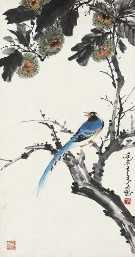 乔 木（1920-2002）花鸟 设色纸本 立轴