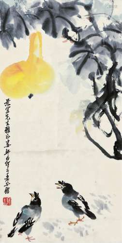 娄师白（1918-2010）花鸟 设色纸本 立轴