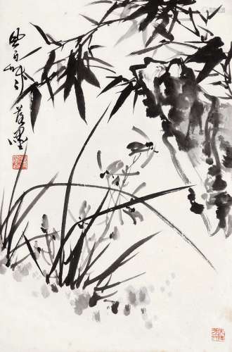 蒋凤白（1915-？）兰竹图 水墨纸本 镜片