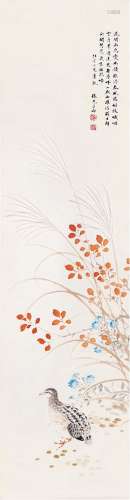 张 光（1878-1970）花间幽鸟 设色纸本 立轴