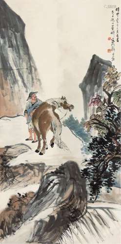倪墨耕（1855-1919）秋山回马 设色纸本 立轴 作于
