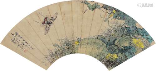 陈康候（1860-1937）扇面 设色纸本 镜片 作于1886年