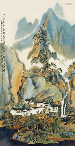 方 骏（b.1943）山水 设色纸本 立轴 2006年作