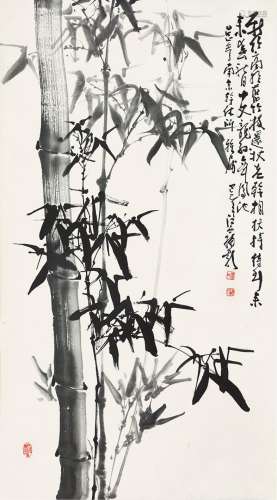 傅梅影（1928-2012）新竹 水墨纸本 立轴 1989年作