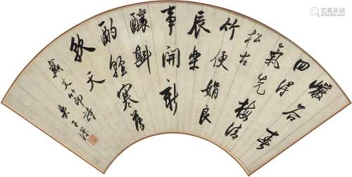 吴子深（1893－1972）成扇 纸本水墨 镜框