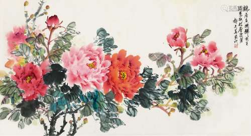 郁文华（1921-2014）牡丹 设色纸本 镜片
