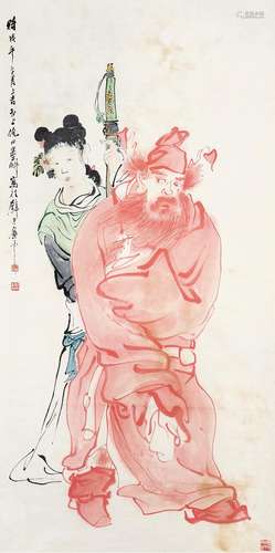 倪 田（1855-1919）钟馗 立轴 设色纸本 作于1918年