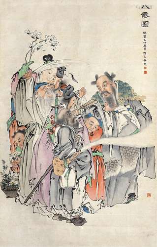 任 熊（1823-1857）八仙 设色纸本 立轴 作于1855年