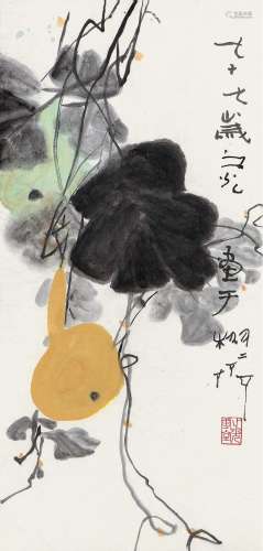 谢之光（1900-1976）福禄双辉 设色纸本 立轴