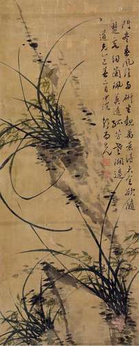 郭尚先(1785-1832) 纫兰幽香 水墨设色 立轴