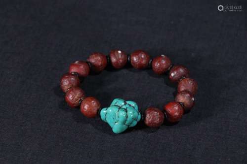 A Tibetan Turquoise Stone Bodhi Bracelet