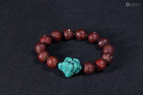 A Tibetan Turquoise Stone Bodhi Bracelet