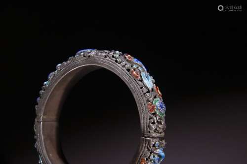 A Cloisonne Dragon Carved Bangle