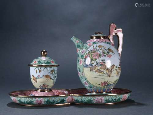 Set Of Cloisonne Teapot And Cup