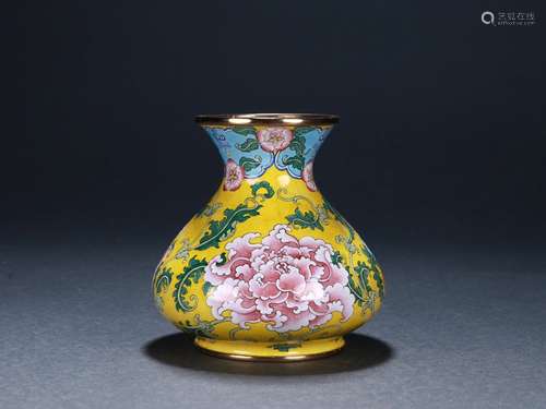 An Enameled Floral Vase