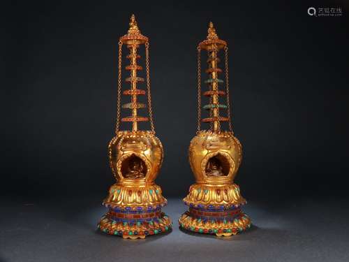 Pair Of Gilt Buddhists