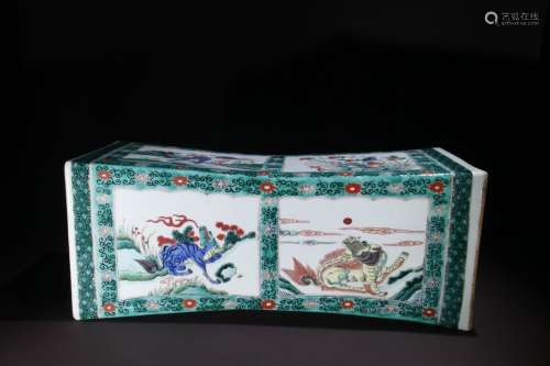 A Wucai Qilin Pattern Pillow