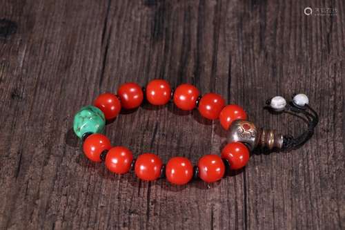 A Tibetan Turquoise Stone Red Agate Bracelet