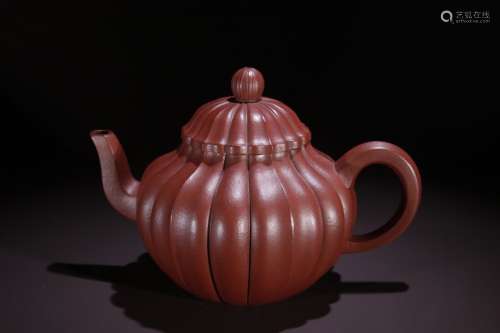 A Zisha Melon Shaped Teapot