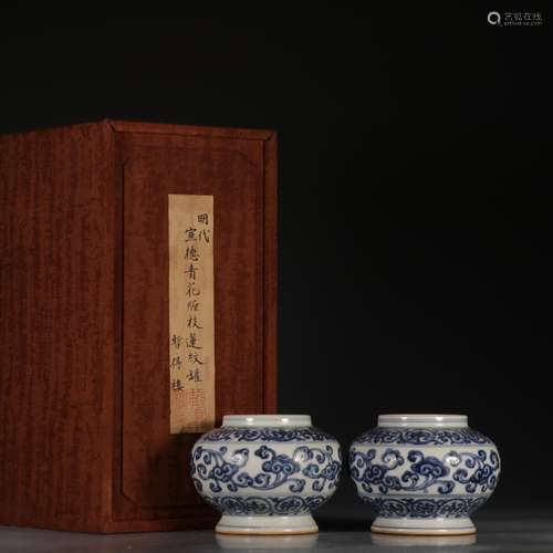 Pair Of Daming-Xuande Mark Blue&White Jars