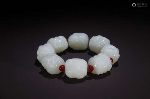 A Hetian Jade Beast Carved Bracelet