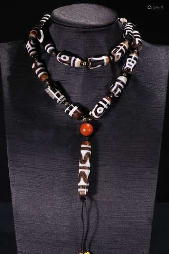 A Tibetan Dzi Bead Necklace