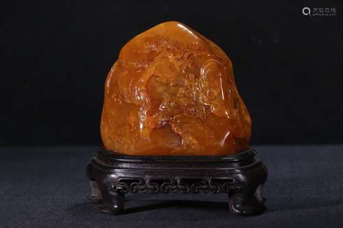 A Tianhuang Stone Story Carved Mountain Ornament