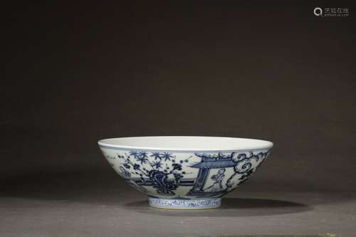 A Blue&White Story Painted Bowl