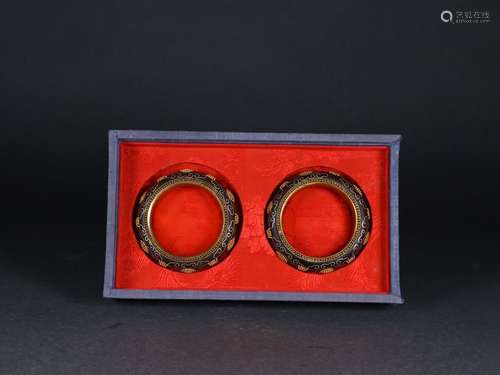 Pair Of Agarwood Longevous Pattern Bangles