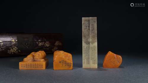 Set Of Tinahuang Stone Seals With Mark