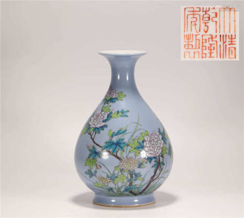 Pink Glazed Floral Spring Vase from Qing清代粉彩花卉紋玉壺春瓶