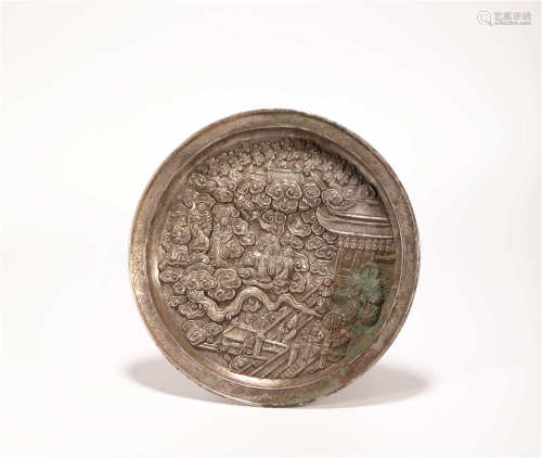 Silvering Plate with Human Design from Liao辽代纯银人物盘