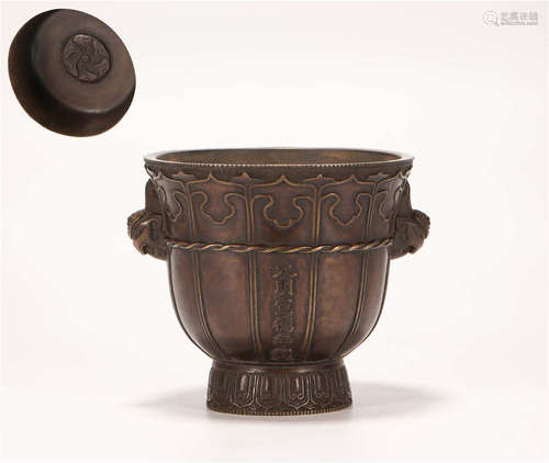 Copper Two ears Censer from Ming明代銅質雙首耳香爐