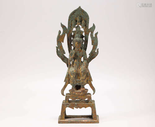 Bronze and Gilding Buddha Statue from Northern Qi北齐青铜鎏金观音