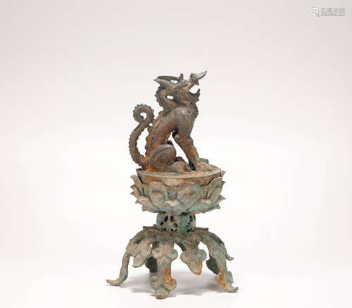 Bronze Incense Holder with Beast Head from Tang唐代青銅獸首熏爐