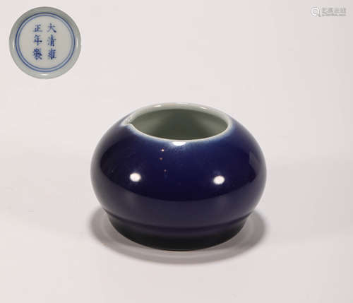 Blue Glazed Pen Holder from Qing清代蓝釉笔舔